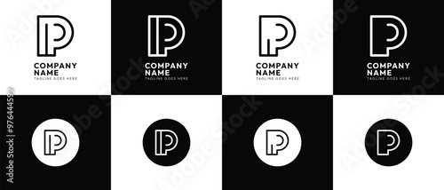 Four Vector Minimal Collection of Logos with Letter P