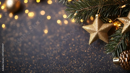 Sparkling Christmas Star Ornament with Bokeh Lights