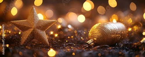Sparkling Gold Christmas Star Ornament Lights