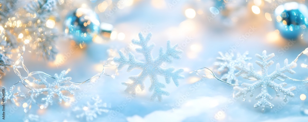 Sparkling Snowflakes & Lights Festive Background Sparkling Snowflakes & Lights Festive Background