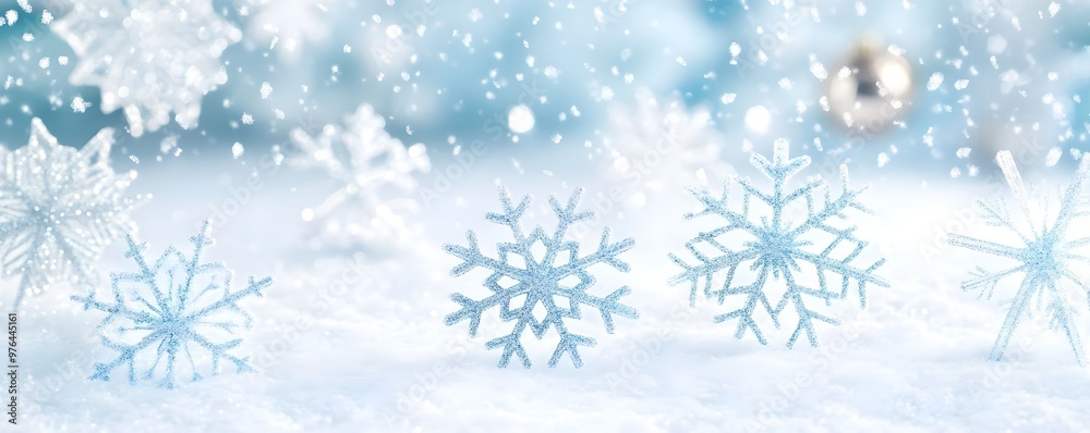 Sparkling Snowflakes on a Winter Background Sparkling Snowflakes on a Winter Background