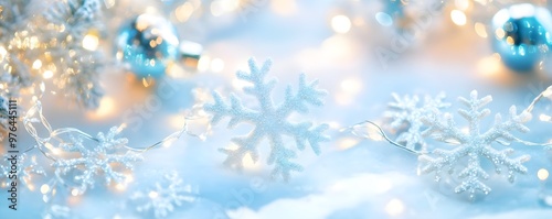 Sparkling Snowflakes & Lights Festive Background
