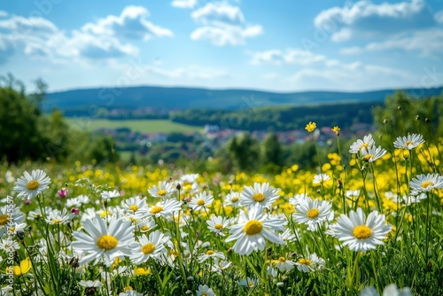 A Field of Daisies Under a Blue Sky