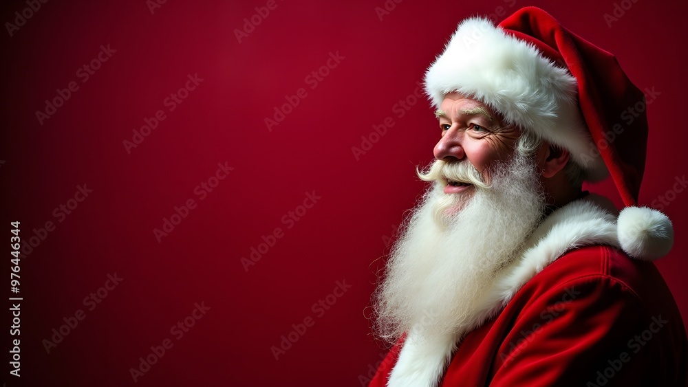 Portrait of Santa Claus in a red suit, with a white beard, against a red background Portrait of Santa Claus in a red suit, with a white beard, against a red background