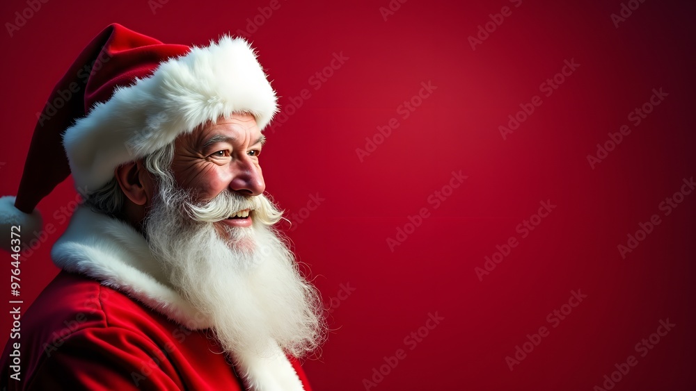 Portrait of Santa Claus in a red suit, with a white beard, against a red background Portrait of Santa Claus in a red suit, with a white beard, against a red background