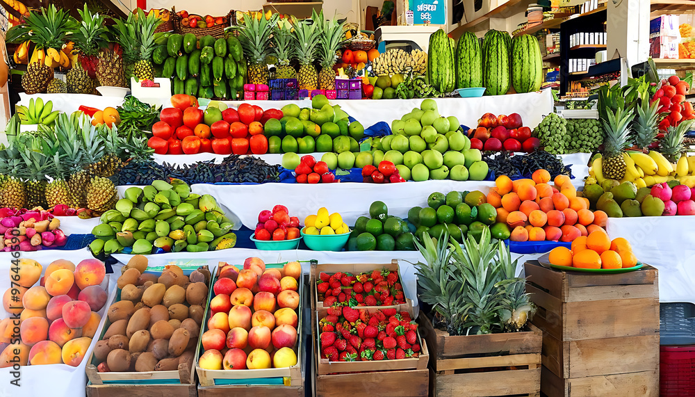 Abundant fruits and natural vibes at the market Abundant fruits and natural vibes at the market