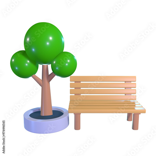Public Park 3D Illustration Icon