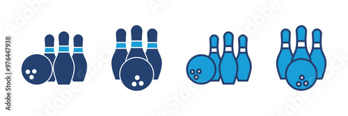 Bowling icon vector. bowling ball and pin icon. bowling pins