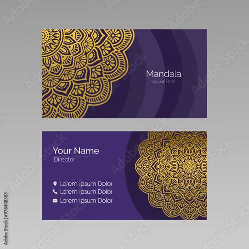 Luxury business card with gold mandala decoration design
