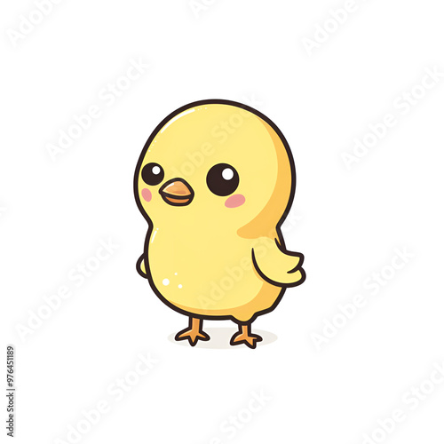 A cute yellow chick, a simple flat illustration style, a white background, Generative AI