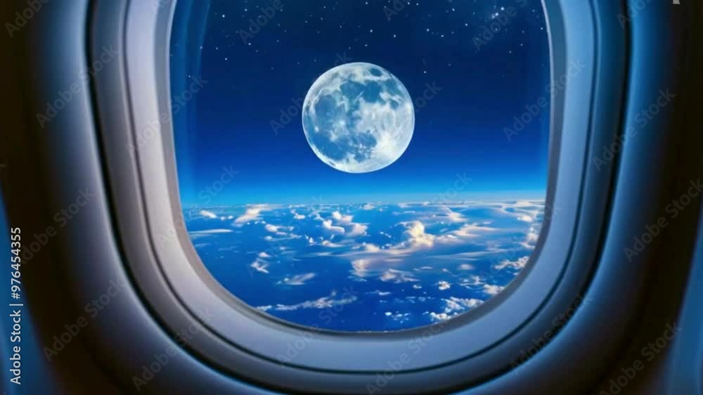 view from airplane window full moon and clouds view from airplane window full moon and clouds
