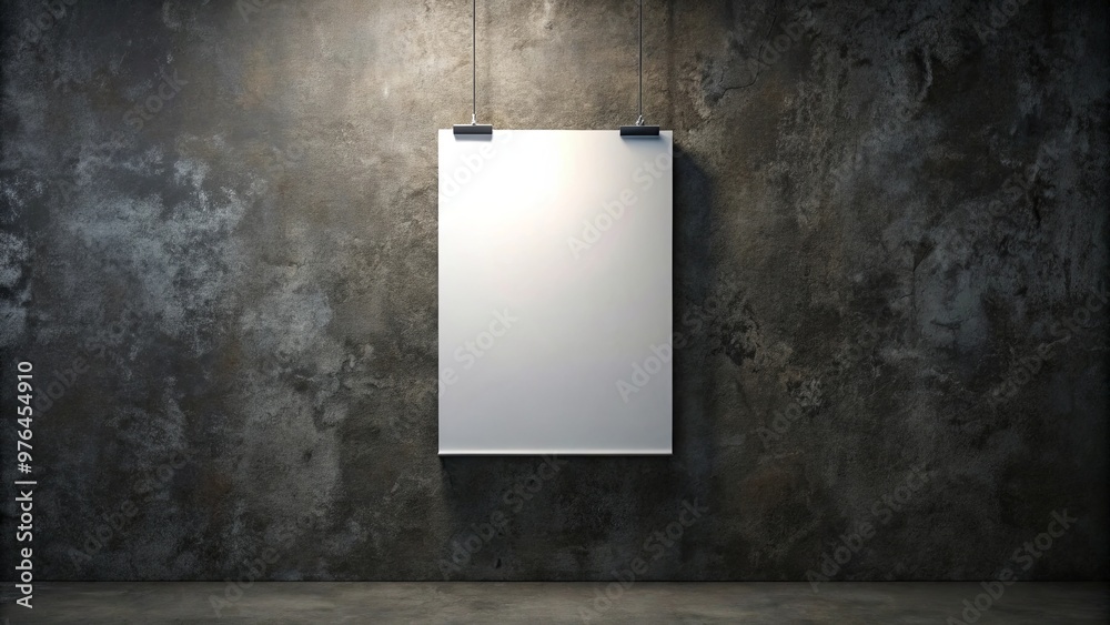 An empty poster on dark studio wall An empty poster on dark studio wall