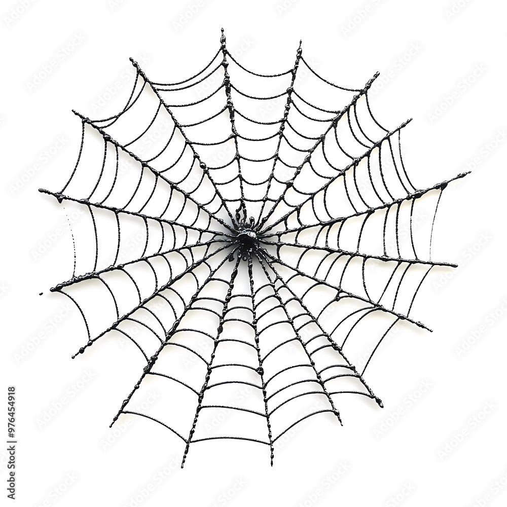 Obraz premium A spider web isolated on white background