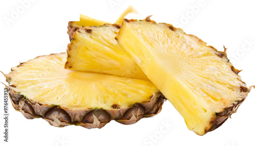 slice of pineapple on white or transparent background