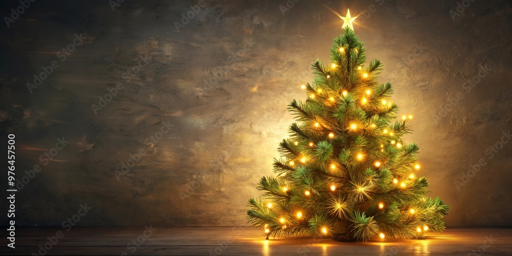 Handmade Christmas tree adorned with glowing yellow lights for a cozy holiday ambiance Handmade Christmas tree adorned with glowing yellow lights for a cozy holiday ambiance