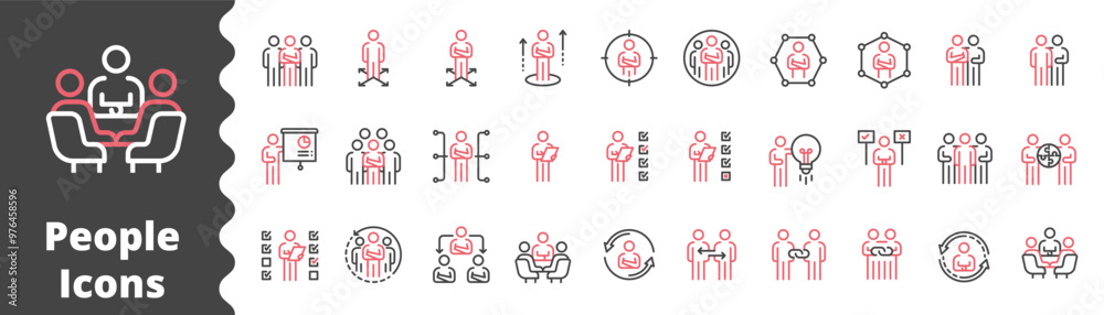 people icons business process, human resource management, meeting work group team , icon line vector design elements pictograms and infographics people icons business process, human resource management, meeting work group team , icon line vector design elements pictograms and infographics