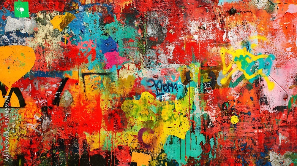 Abstract Painting with Overlapping Layers of Colorful Paint Abstract Painting with Overlapping Layers of Colorful Paint