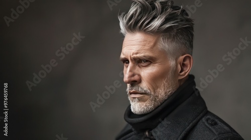 Portrait of a Mature Man with Silver Hair and Beard