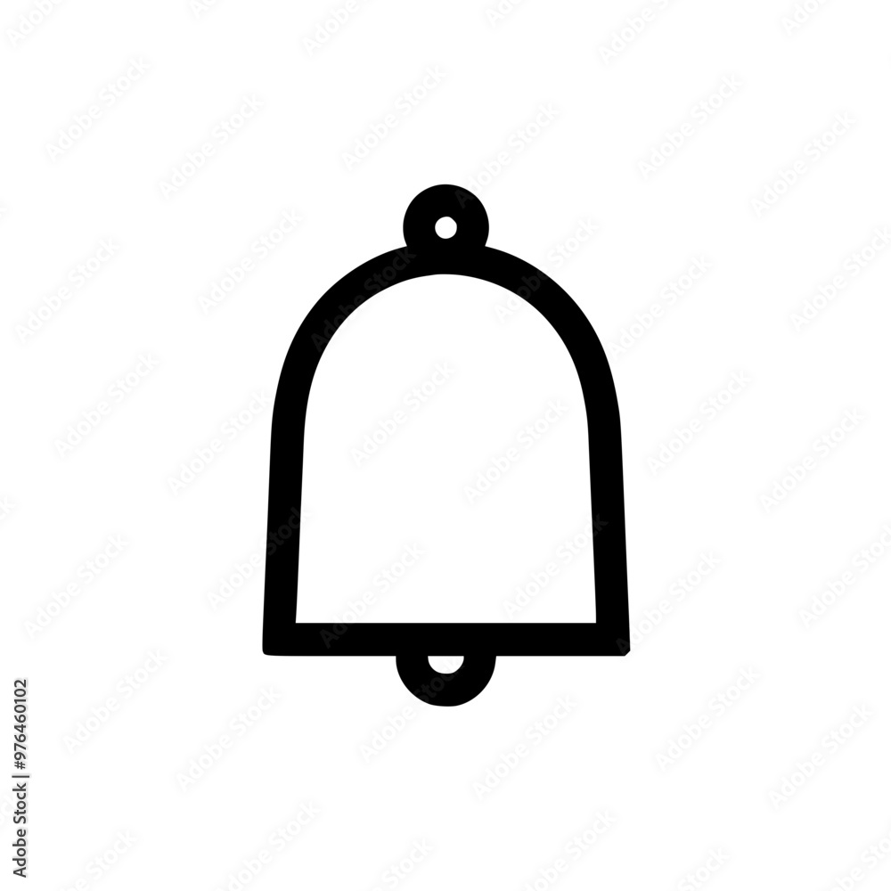 Minimalist black bell silhouette with a simple design on a white background. Minimalist black bell silhouette with a simple design on a white background.