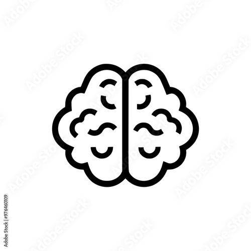 Simple black and white line drawing of a human brain.