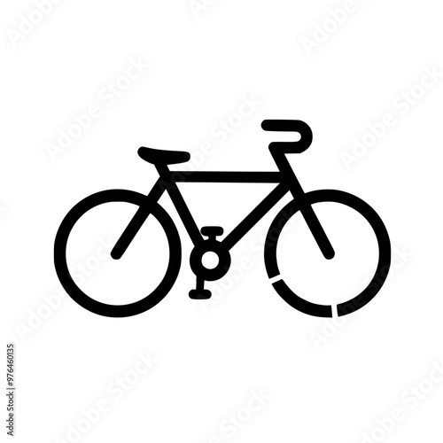 Simple black and white icon of a bicycle with a minimalist design and clean lines.