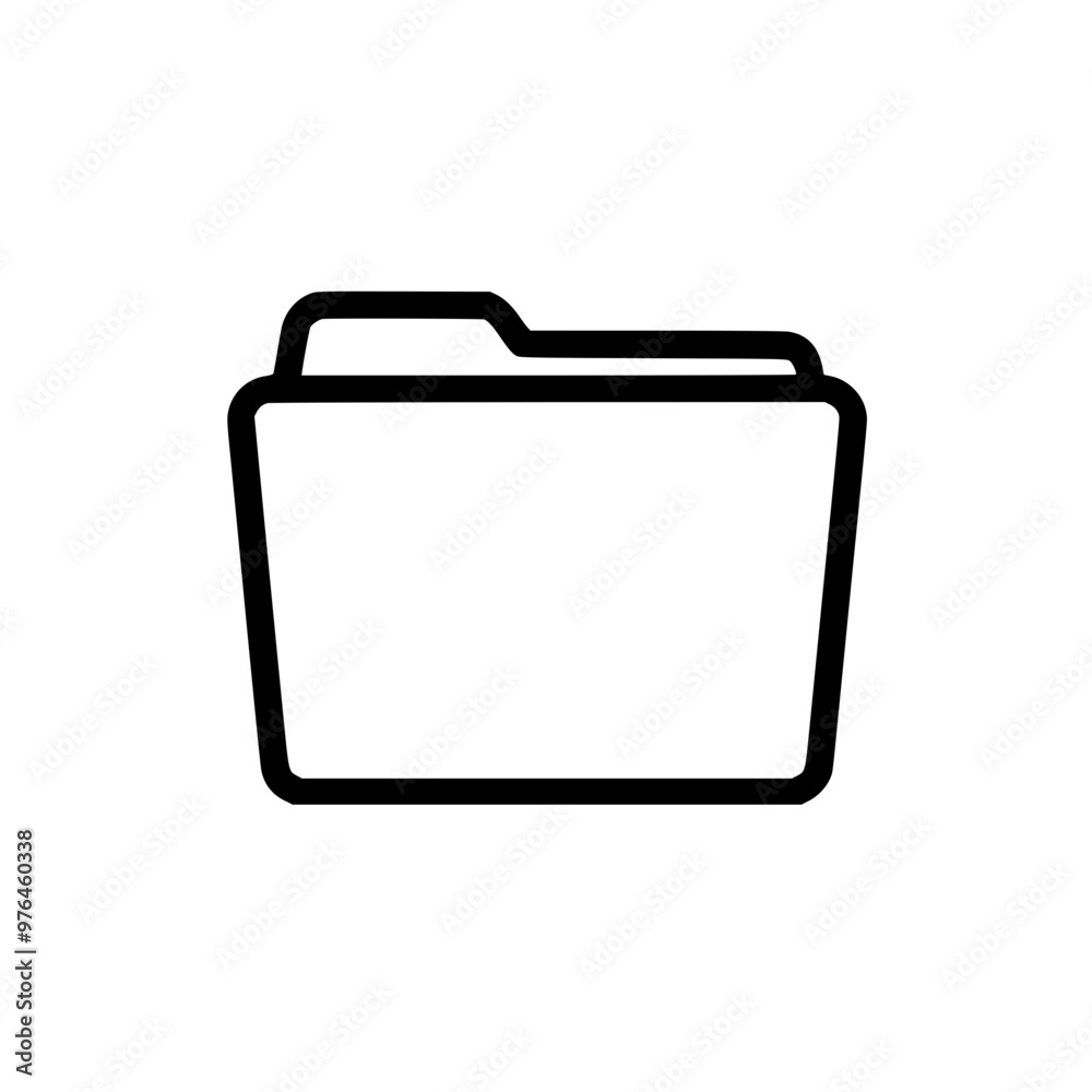 Minimalist icon of a file folder in black on a white background. Minimalist icon of a file folder in black on a white background.