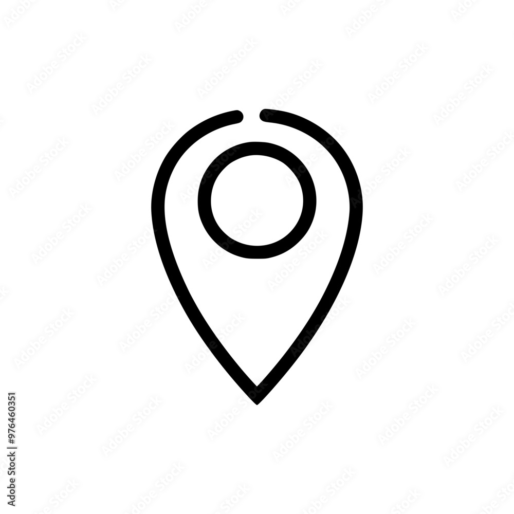 Black location pin symbol on a white background. Black location pin symbol on a white background.