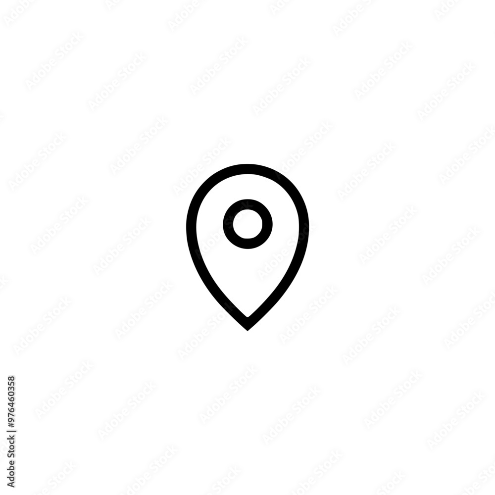 Minimalistic black location pin icon with a white background, representing a map marker or GPS location. Minimalistic black location pin icon with a white background, representing a map marker or GPS location.