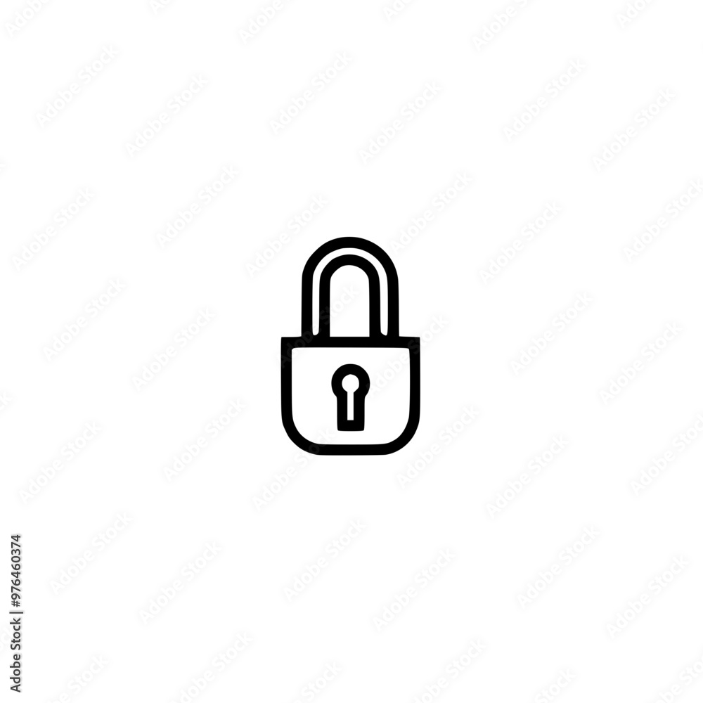 Black and white illustration of a padlock, symbolizing security and protection. Black and white illustration of a padlock, symbolizing security and protection.