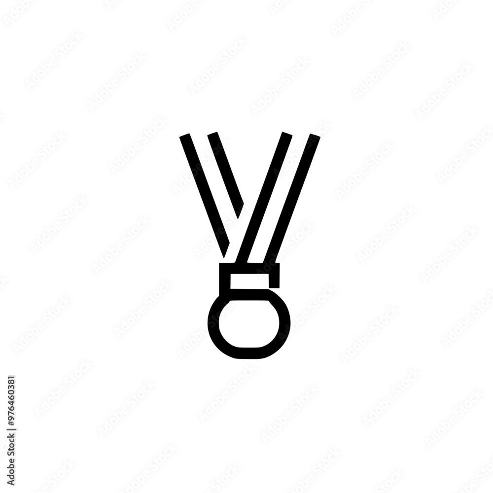 Black and white vector illustration of a medal with a ribbon. Black and white vector illustration of a medal with a ribbon.