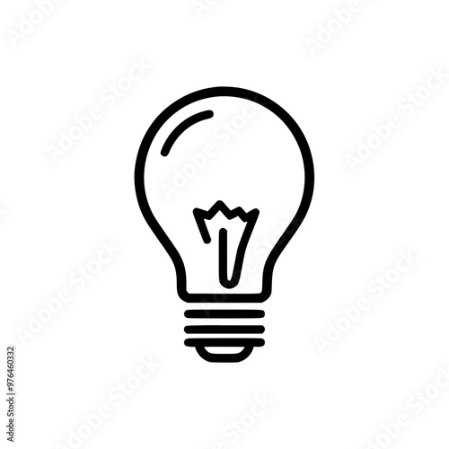 Black and white simple line drawing of a light bulb on a white background.