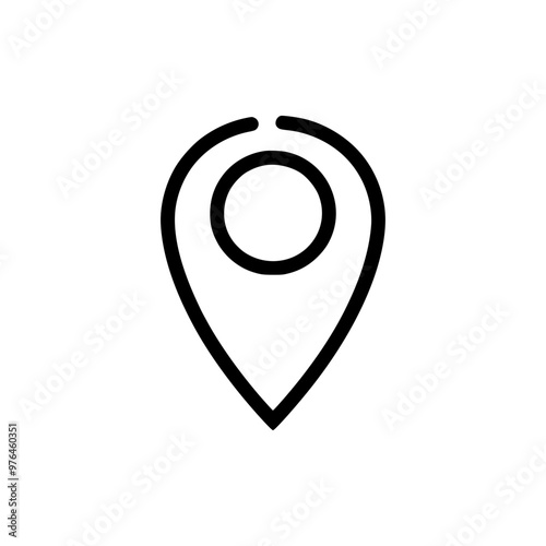 Black location pin symbol on a white background.