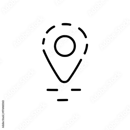 Simple black and white line icon of a map location pin marker indicating a point of interest.