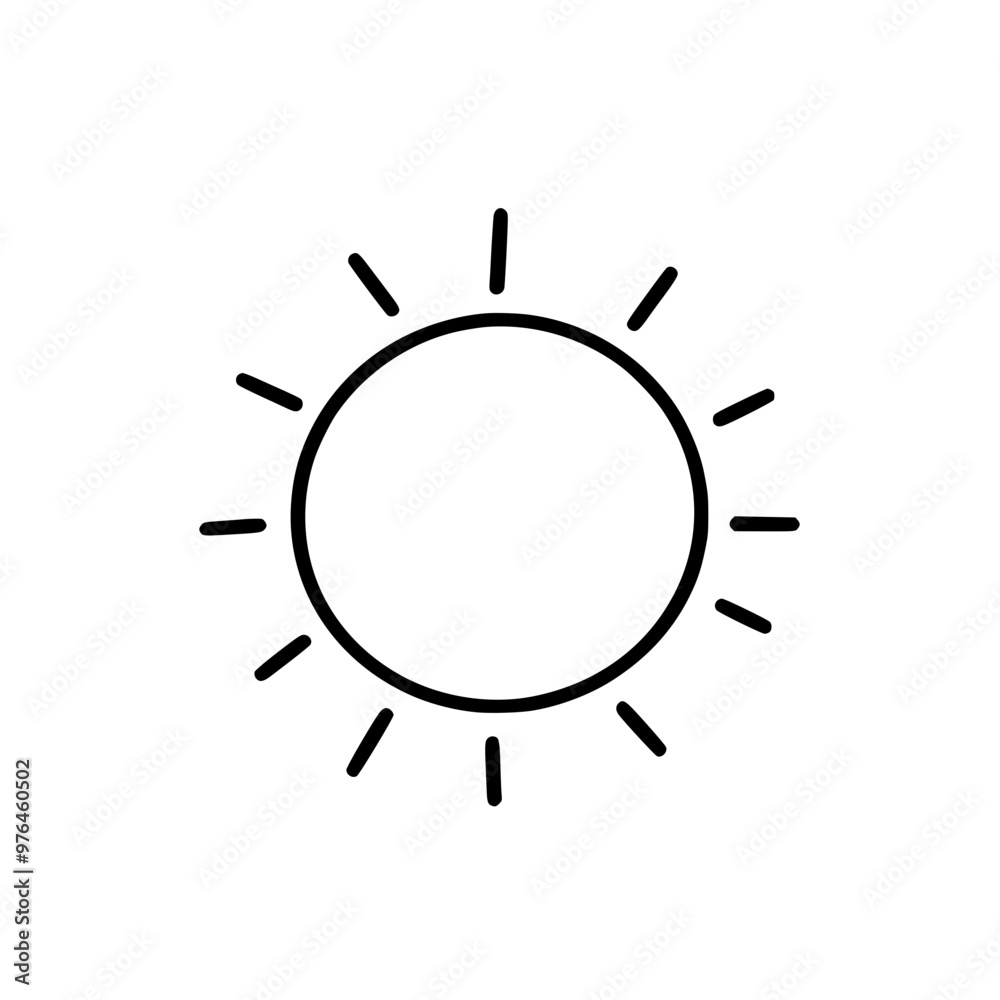 Simple black and white illustration of a sun with radiating rays. Simple black and white illustration of a sun with radiating rays.