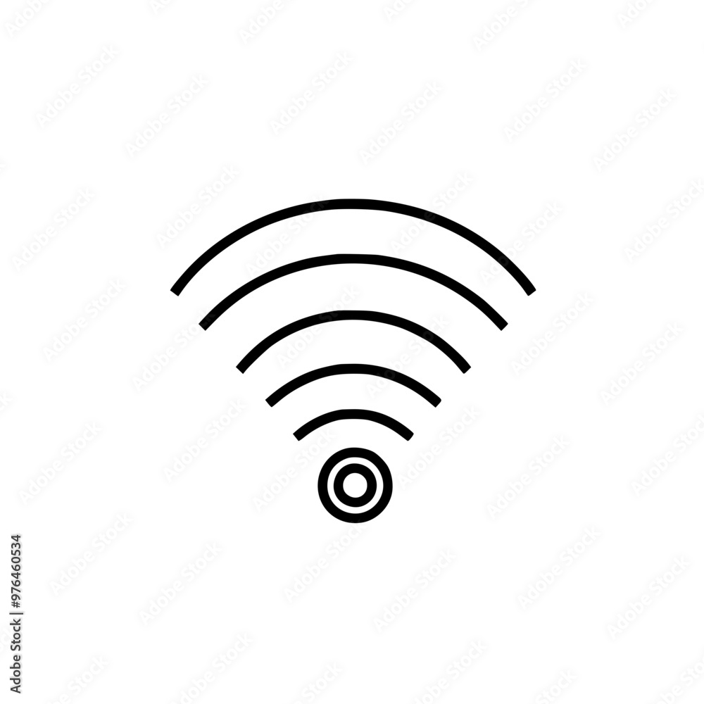 Minimalist black and white Wi-Fi symbol on a white background. Minimalist black and white Wi-Fi symbol on a white background.
