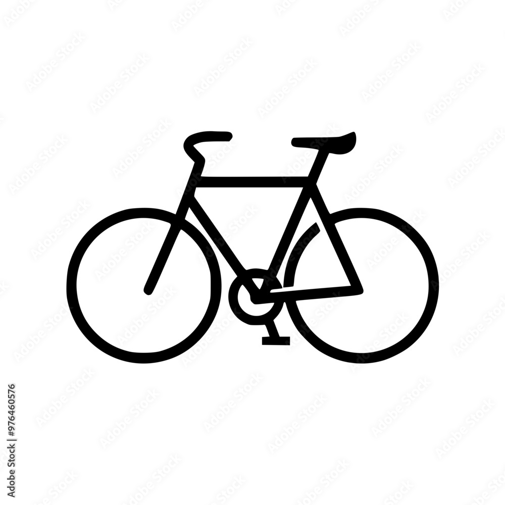 Minimalist black and white illustration of a bicycle with simple, clean lines on a white background. Minimalist black and white illustration of a bicycle with simple, clean lines on a white background.