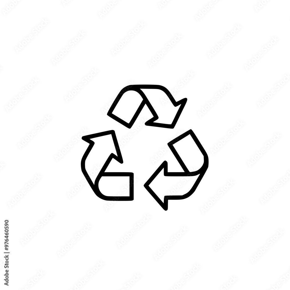 A black and white recycling symbol consisting of three arrows arranged in a triangle. A black and white recycling symbol consisting of three arrows arranged in a triangle.