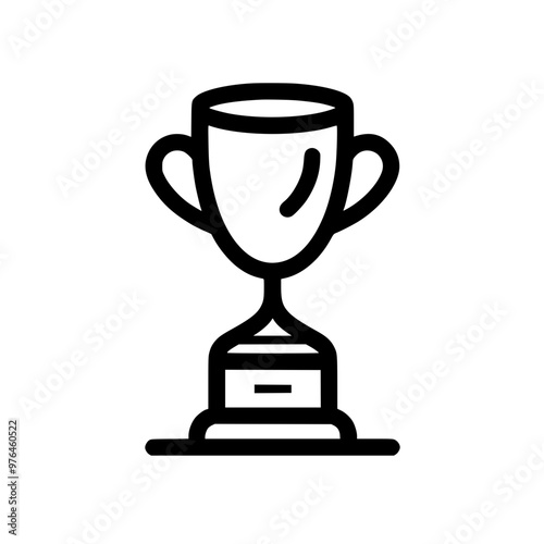 Simple black and white illustration of a trophy cup with handles on a white background.