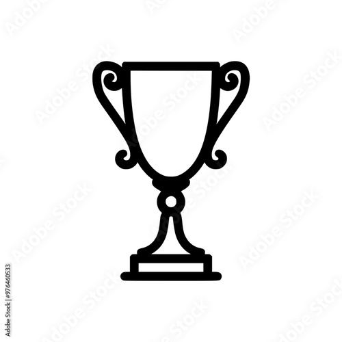 Black and white illustration of a trophy with a simple and elegant design.