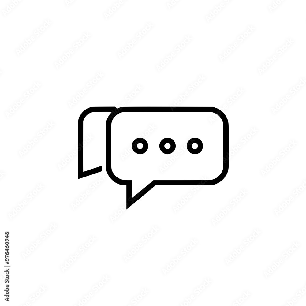 Simple black and white chat bubbles icon representing conversation or messaging. Simple black and white chat bubbles icon representing conversation or messaging.