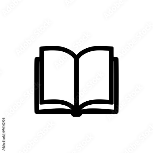 Simple black and white icon of an open book on a plain background.