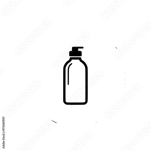 Minimalistic illustration of a pump bottle on a white background.