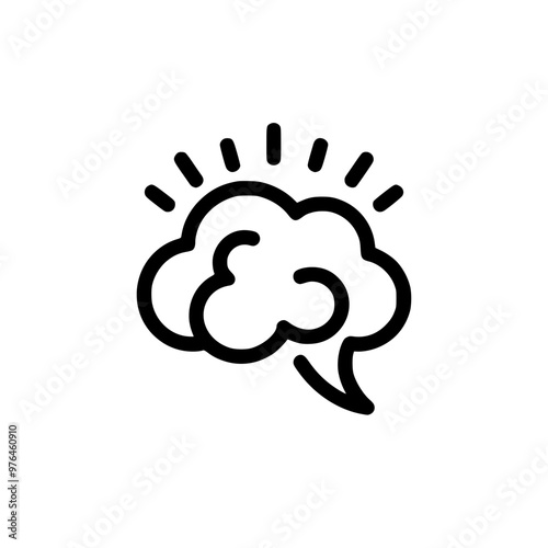 Abstract illustration of a brain with idea sparks on a white background.