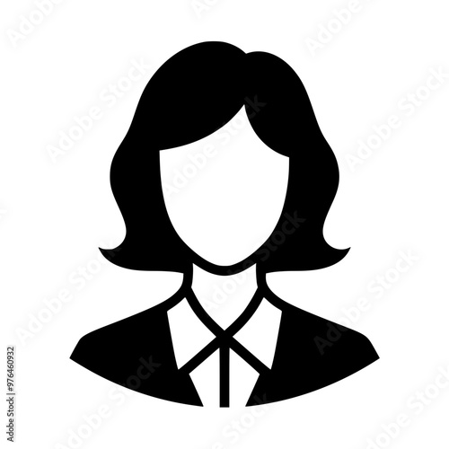Silhouette of a businesswoman with short hair in a suit, representing professional attire.