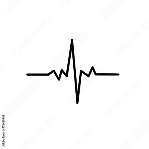 Black heart rate monitor line on a white background, symbolizing health and medical care.