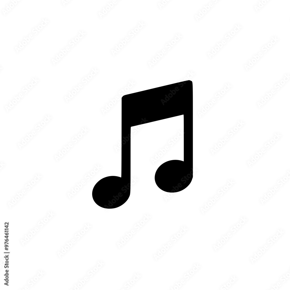 Black musical note symbol on a plain white background Black musical note symbol on a plain white background