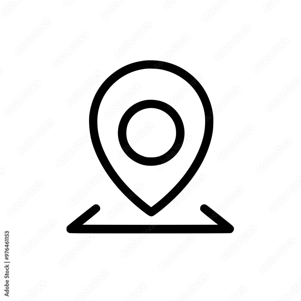 Black and white location pin icon indicating a geographical position. Black and white location pin icon indicating a geographical position.