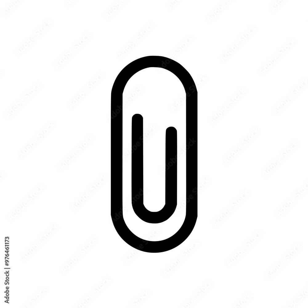 Black and white illustration of a paperclip icon on a white background. Black and white illustration of a paperclip icon on a white background.