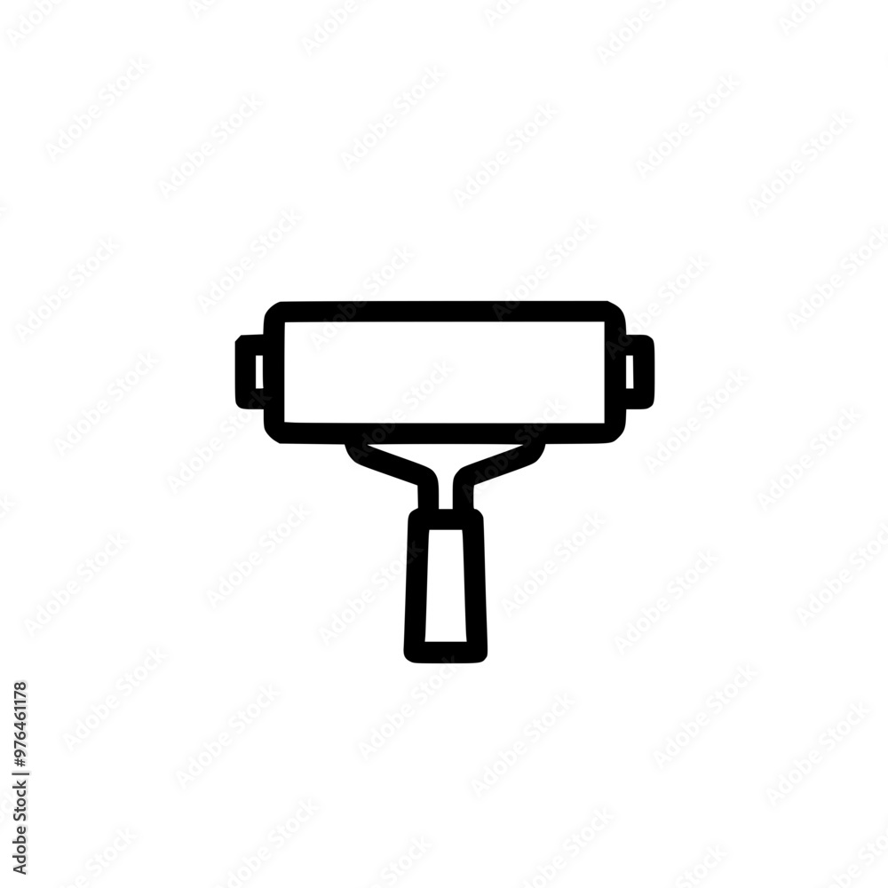 Simple black and white line drawing of a paint roller. Simple black and white line drawing of a paint roller.