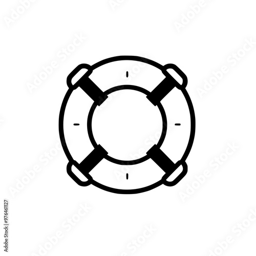 Black and white illustration of a lifebuoy symbolizing safety and rescue.